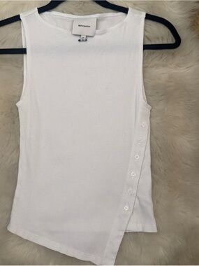 Reformation White Ribbed Side-Button Tank